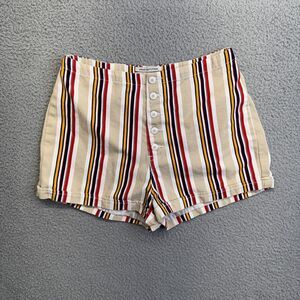 Urban Outfitters Shorts Womens 6 Khaki Striped High Waist Button Fly Molly